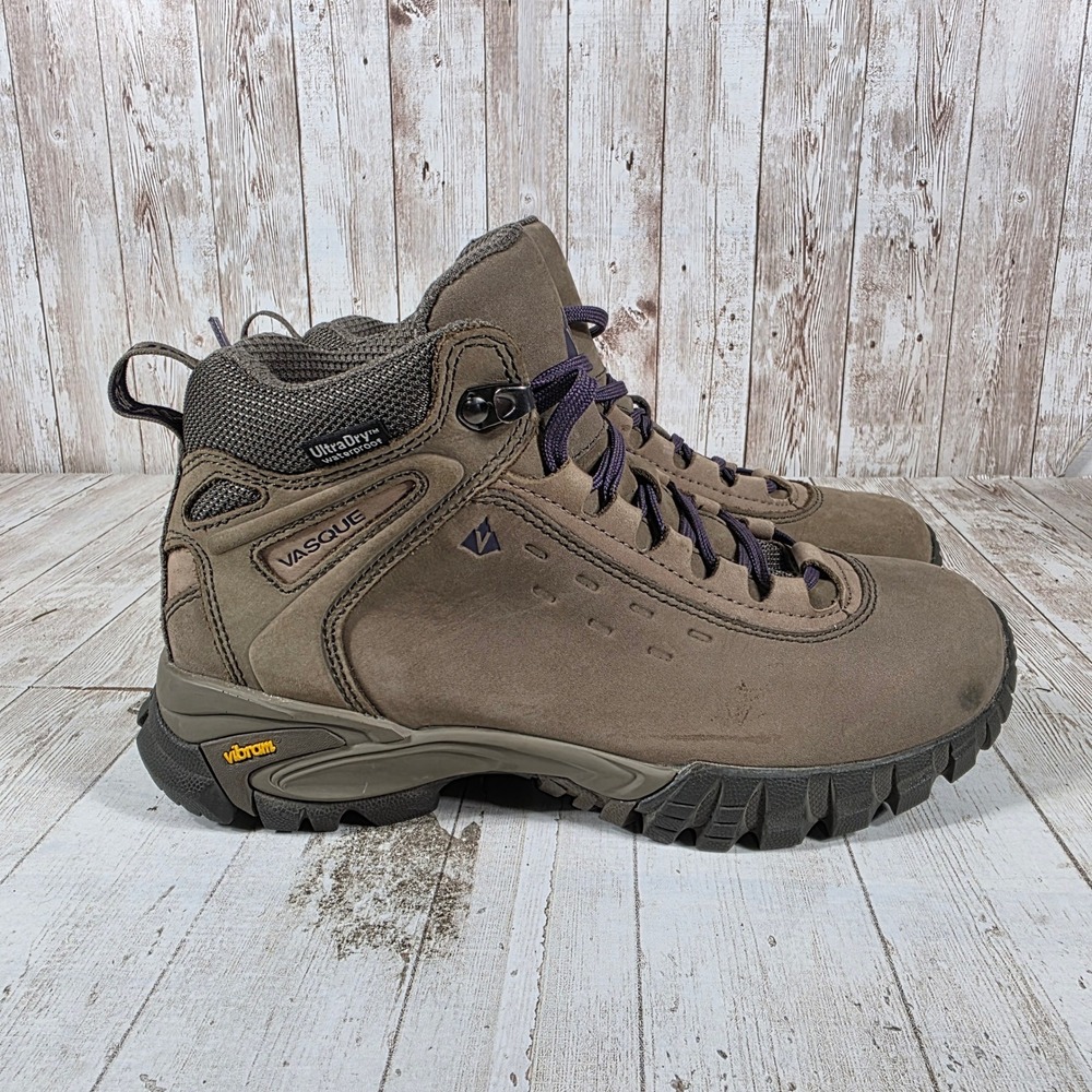 Vasque Talus UltraDry Waterproof Hiking Boots Womens 8 Brown Leather Vibram 7419